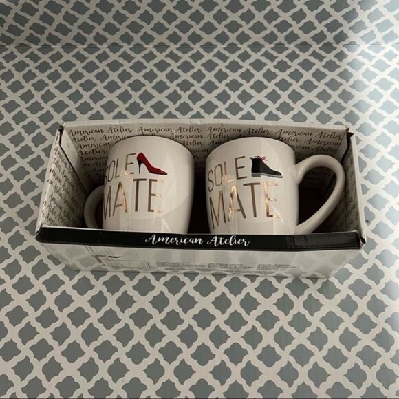 AMERICAN Atelier Set of 2 SOLE MATE 15 oz Tea Coffee Mugs - Picture 2 of 5